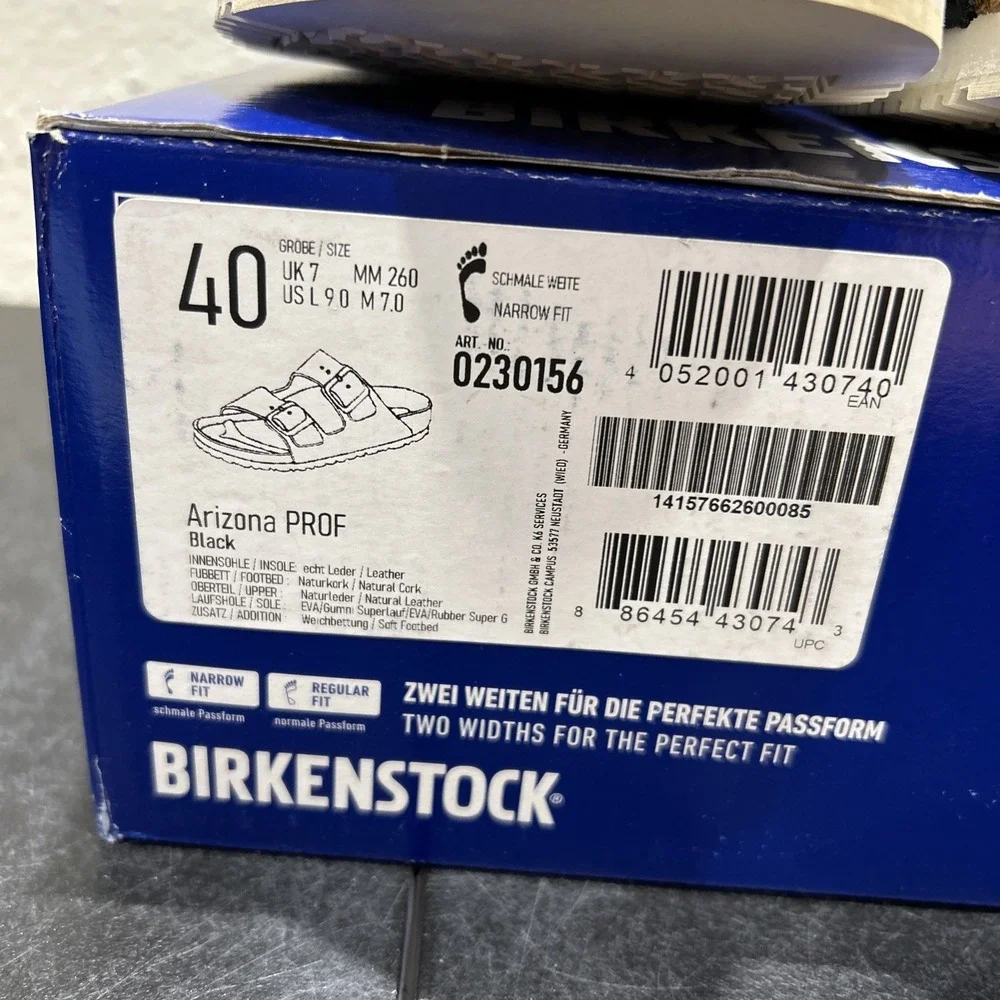 Birkenstock Arizona PROF Leather Black EU 40 US L9 M7 Unisex